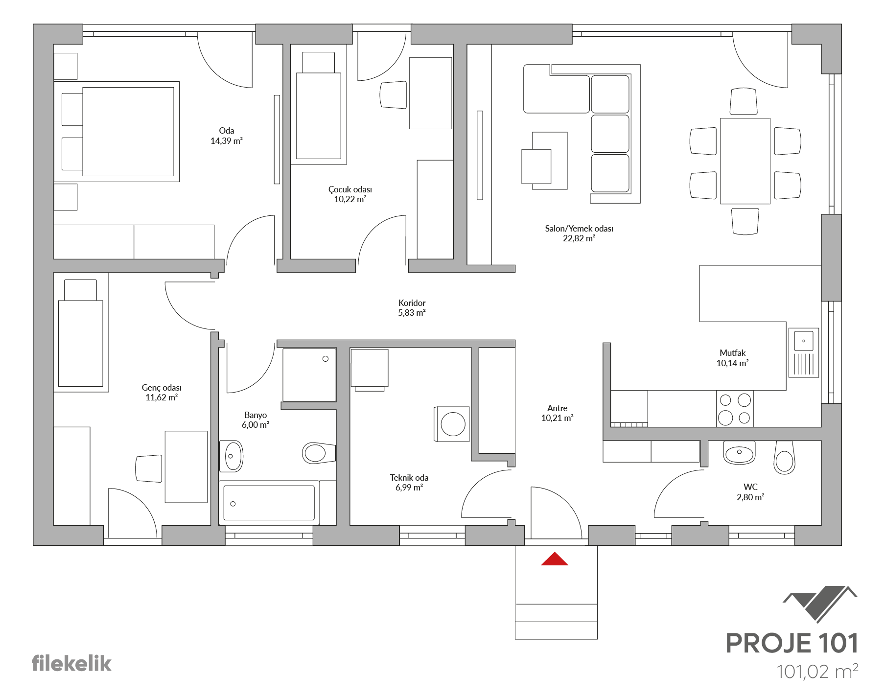 101 m² Tek Katlı Çelik Ev Sardunya