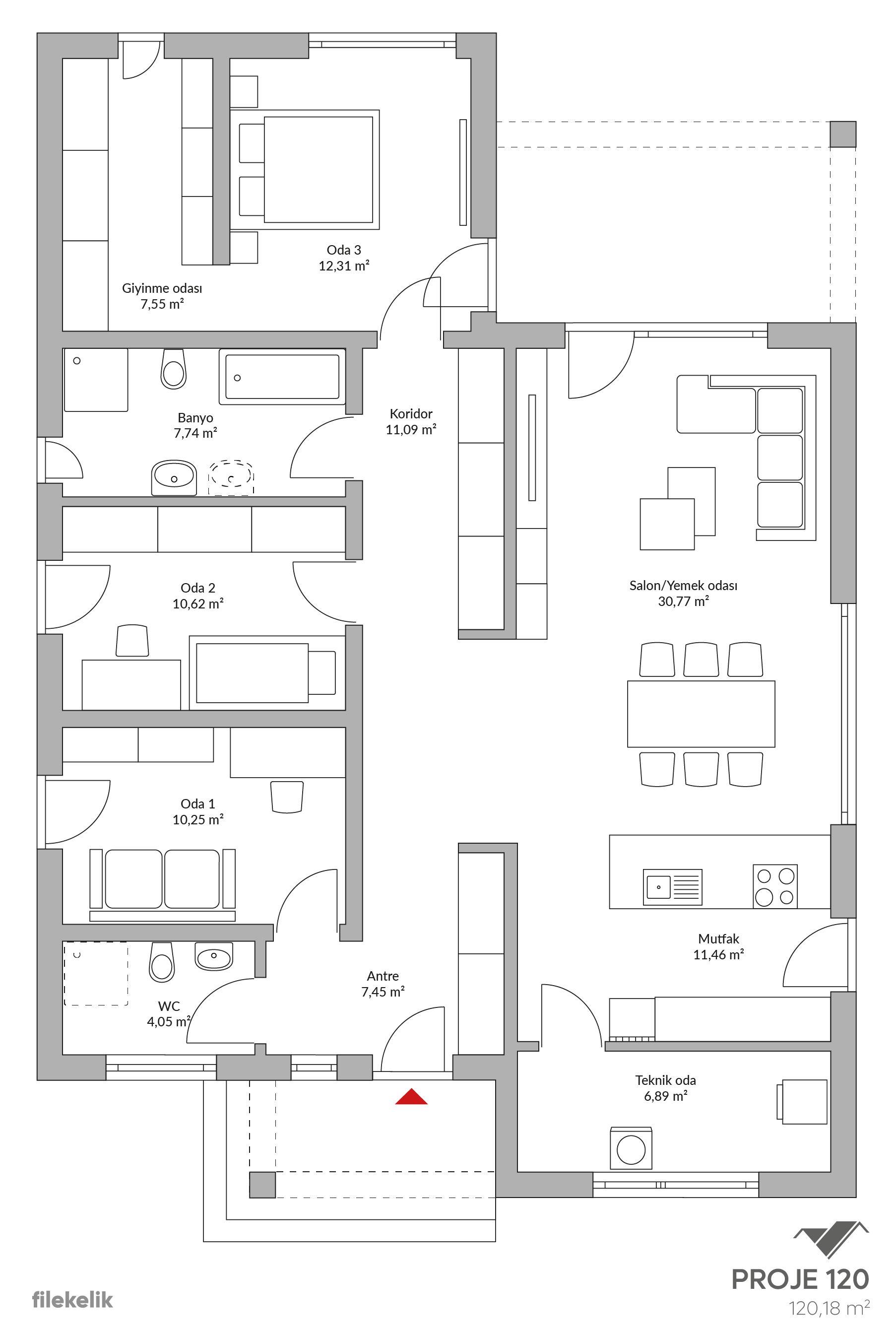 120 m² Tek Katlı Çelik Ev Ardıç