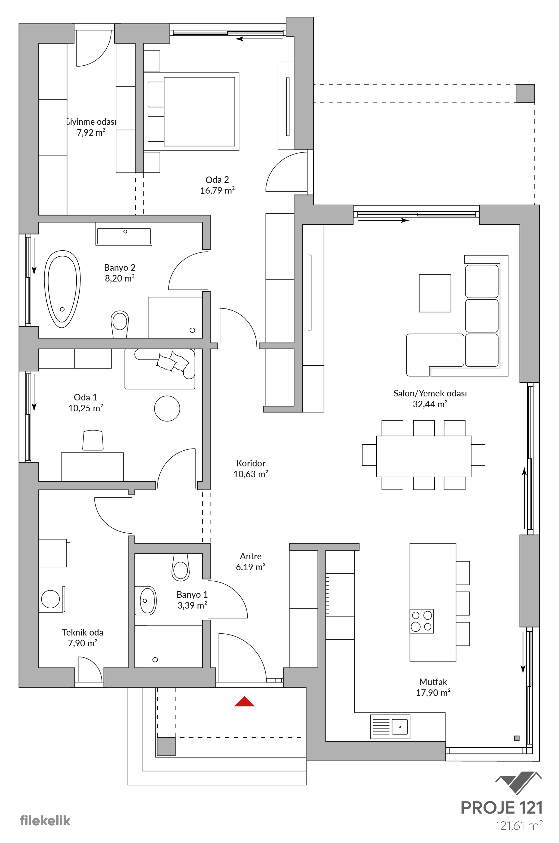 121 m² Tek Katlı Çelik Ev Zeytin