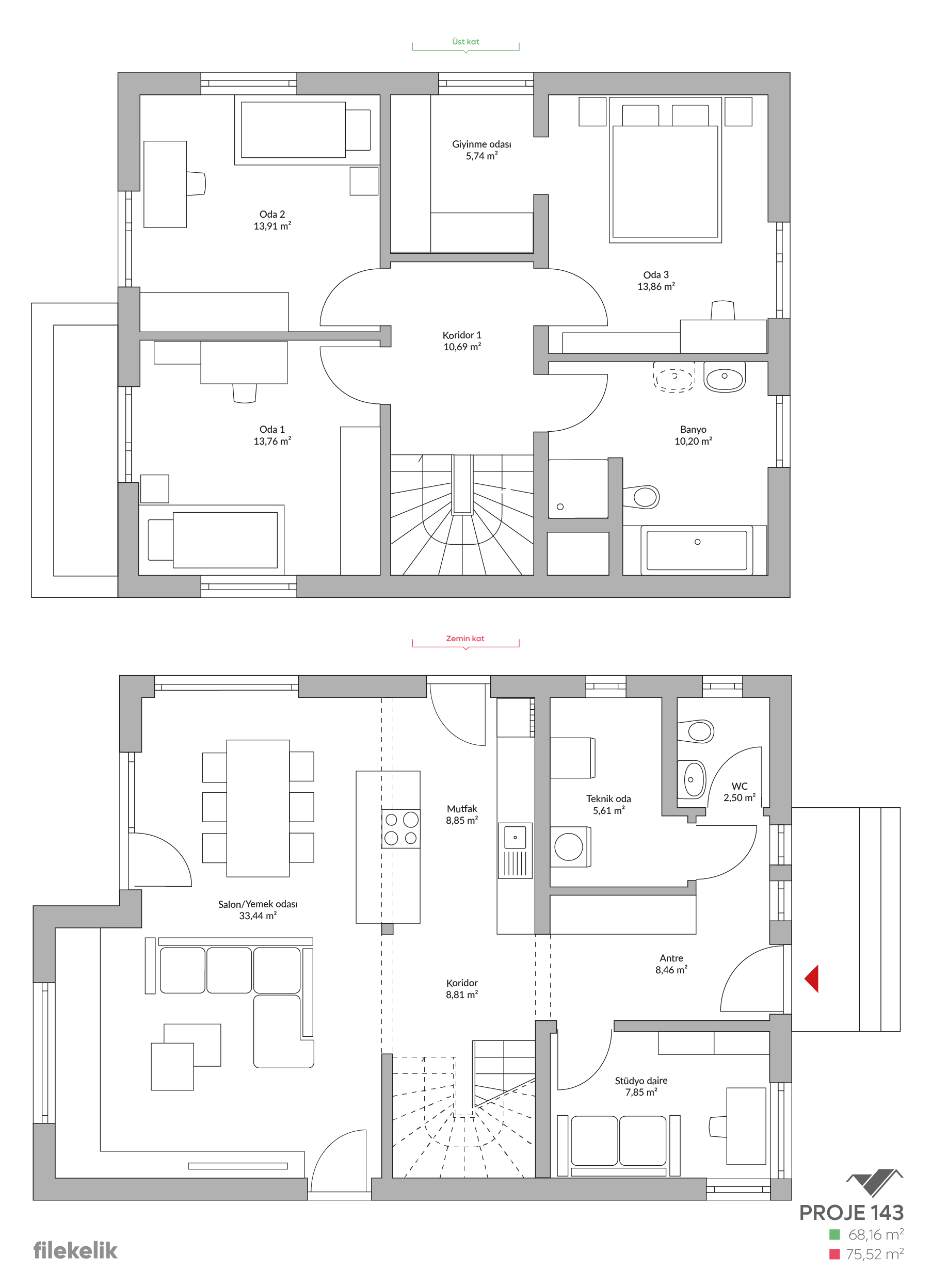 143 m² Çift Katlı Çelik Ev Hülya