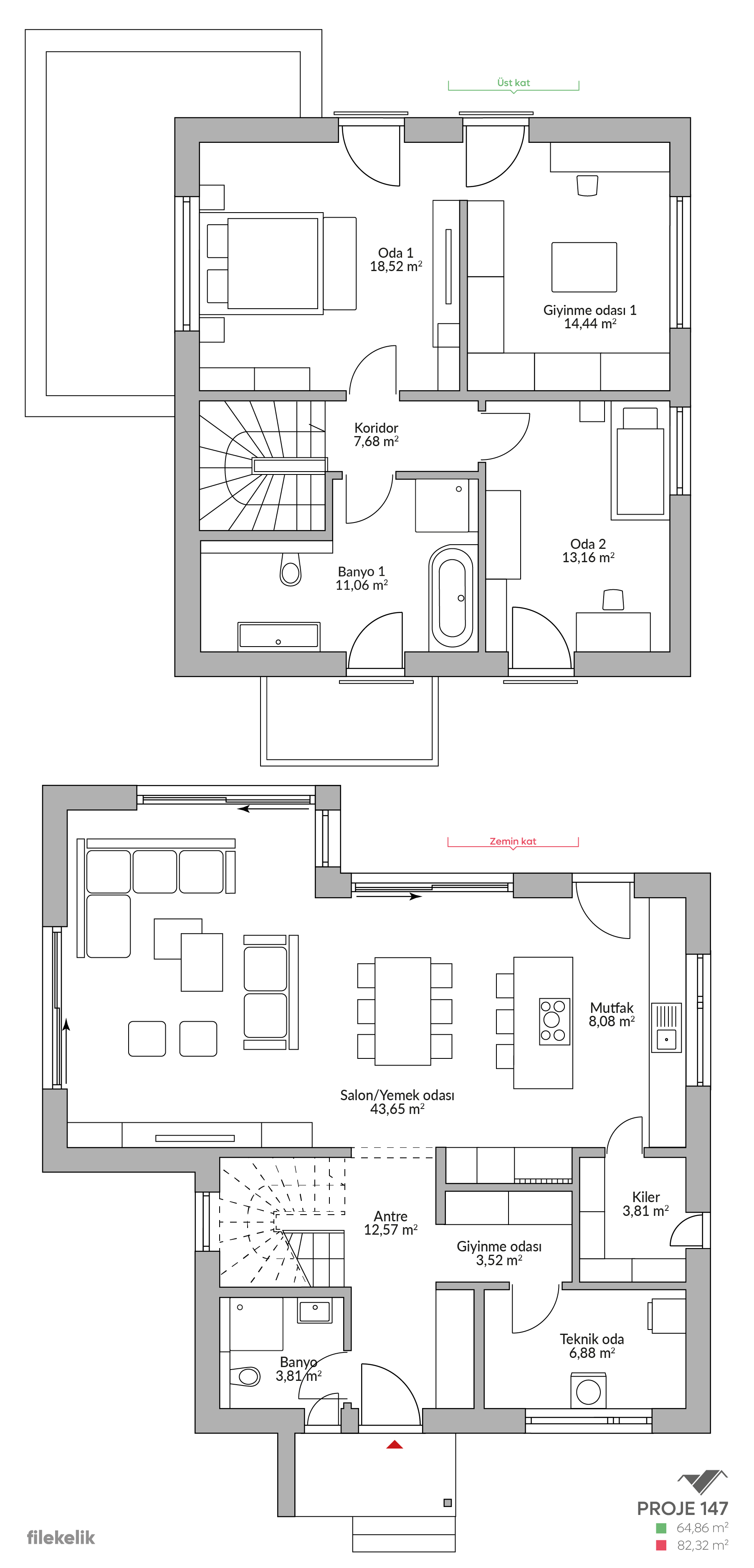 147 m² Çift Katlı Çelik Ev Rüzgar