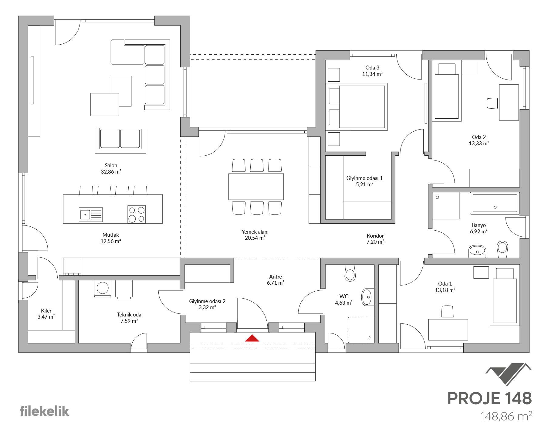 148 m² Tek Katlı Çelik Ev inci