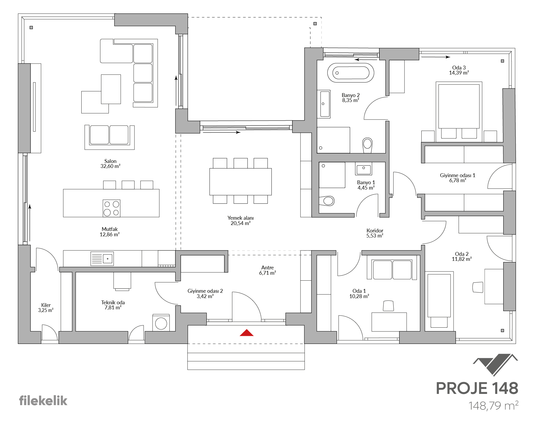 148 m² Tek Katlı Çelik Ev Zümrüt