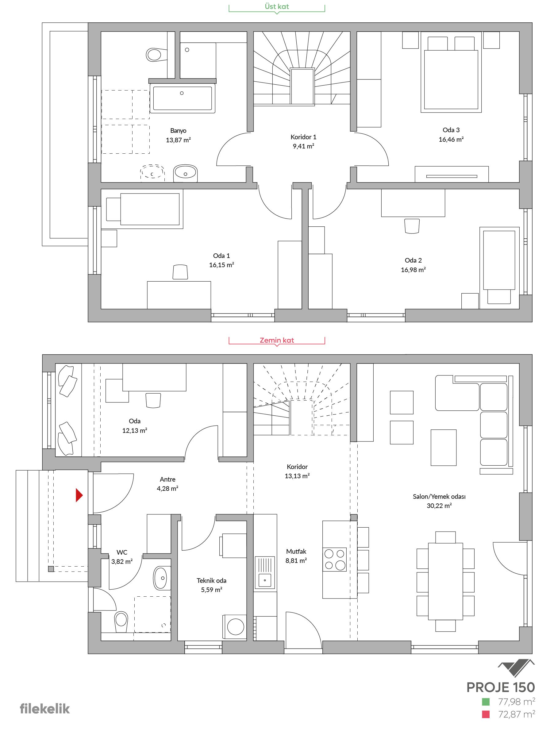150 m² Çift Katlı Çelik Ev Lotus