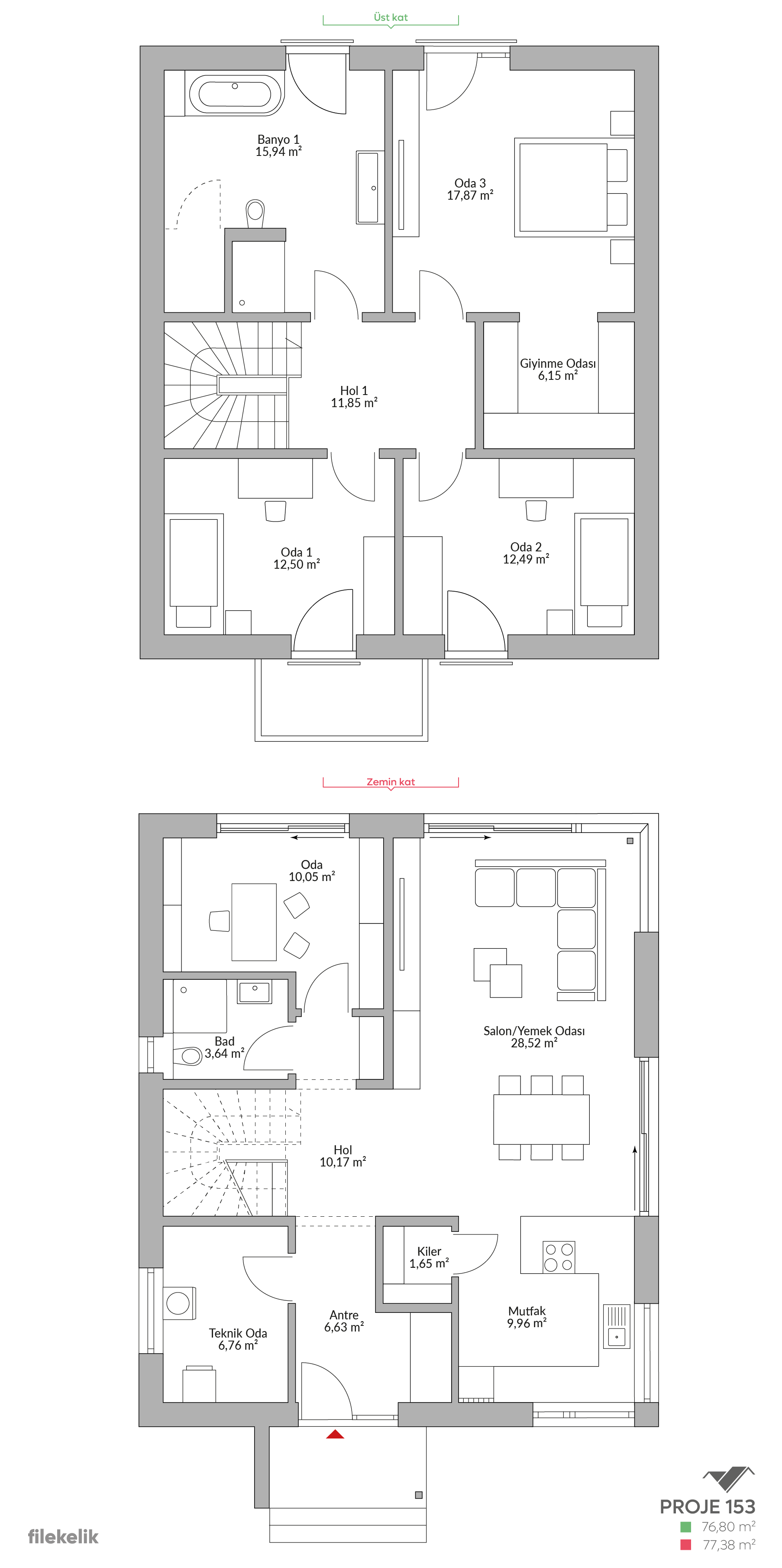 153 m² Çift Katlı Çelik Ev Zira