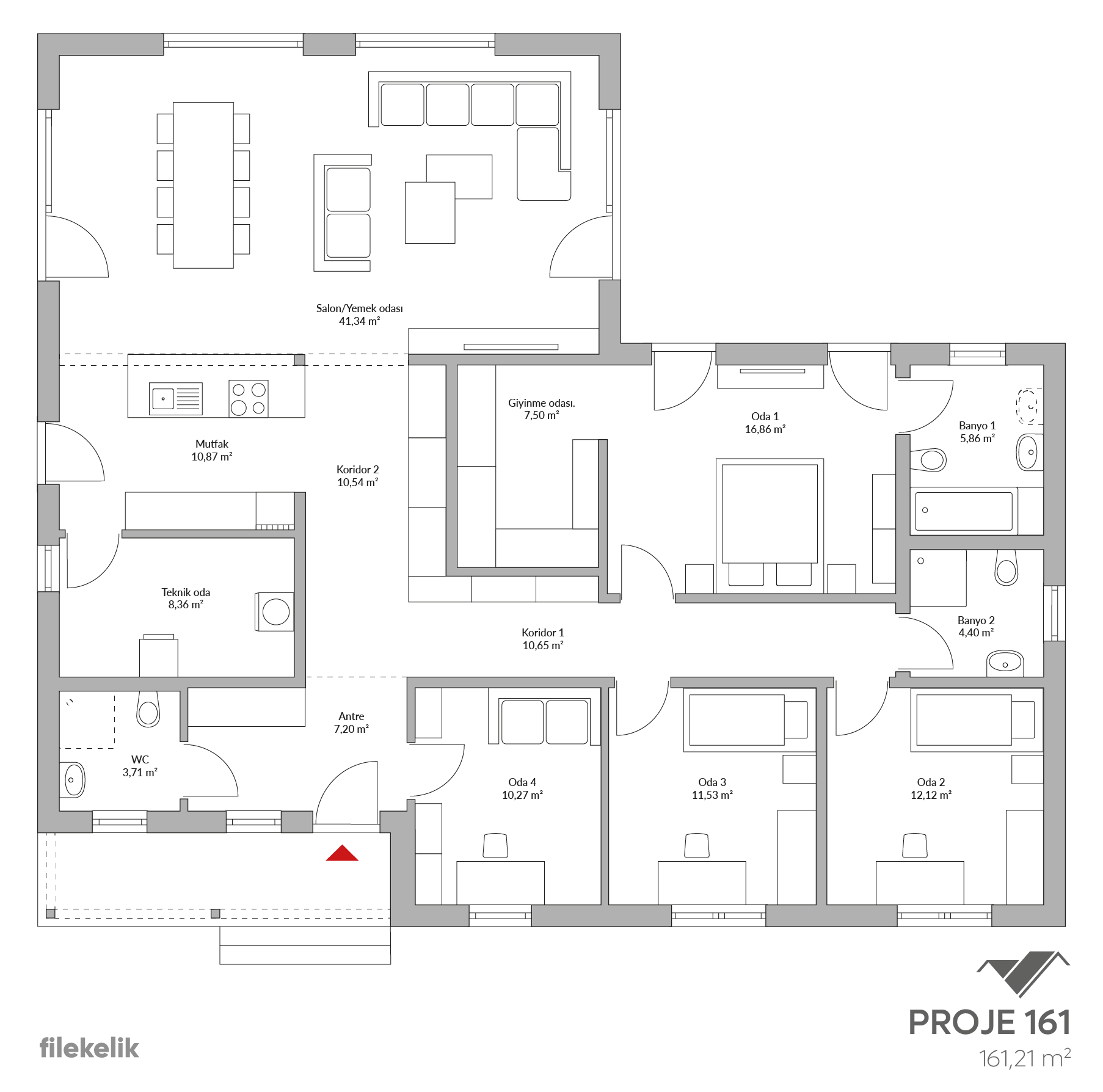 161 m² Tek Katlı Çelik Ev Kırmızıgül