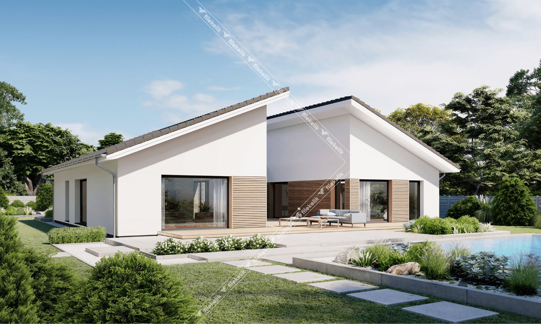 168 m² Tek Katlı Çelik Ev Nehir