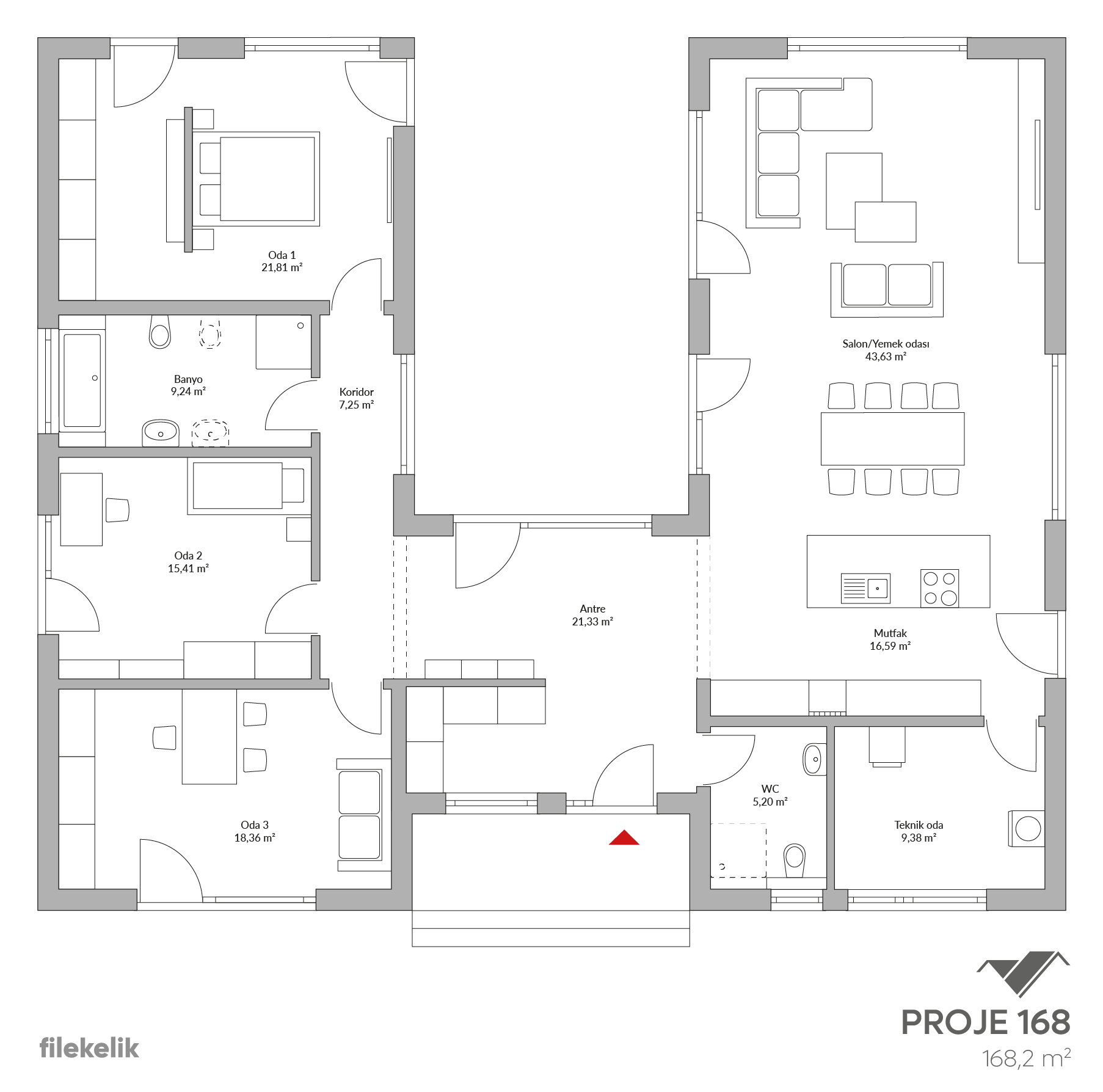 168 m² Tek Katlı Çelik Ev Nehir