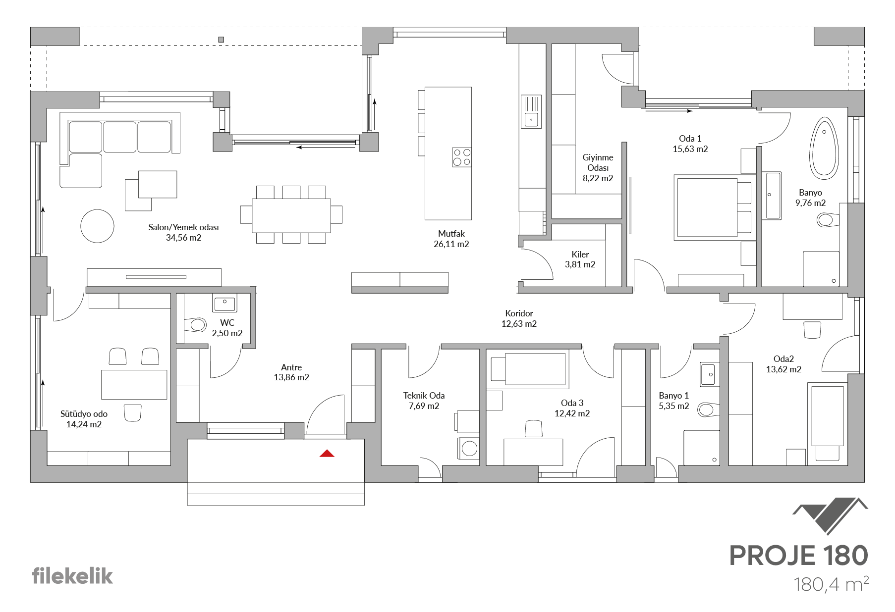 180 m² Tek Katlı Çelik Ev Karanfil