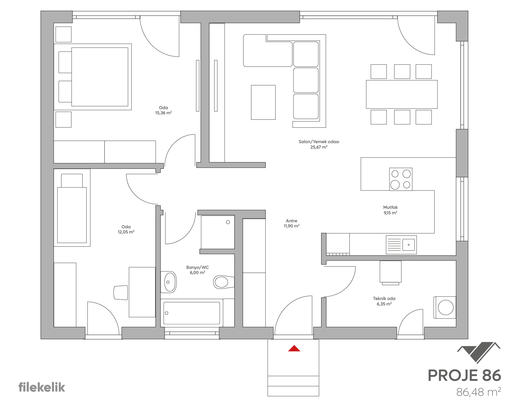 86 m² Tek Katlı Çelik Ev Çınar