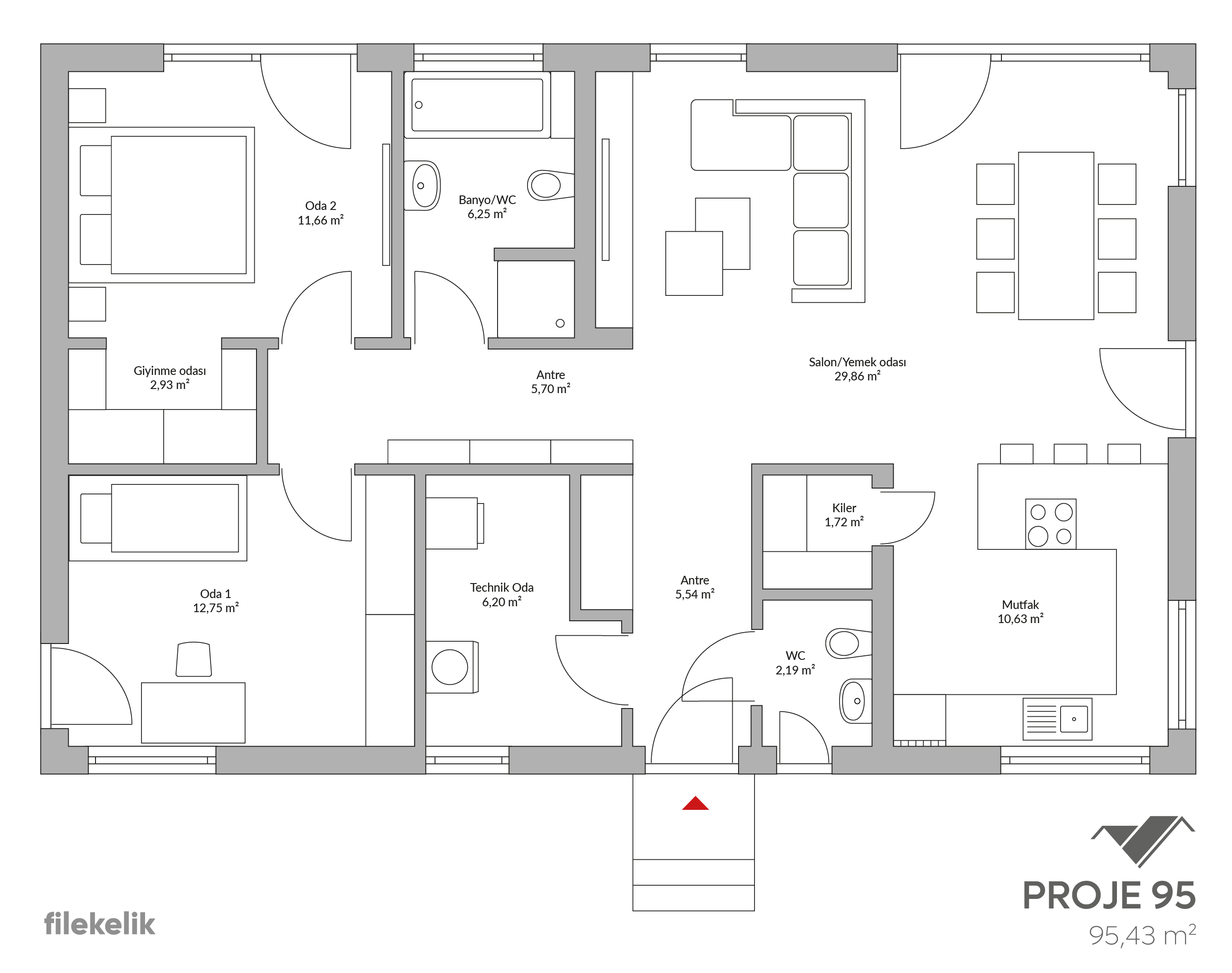 95 m² Tek Katlı Çelik Ev Melis