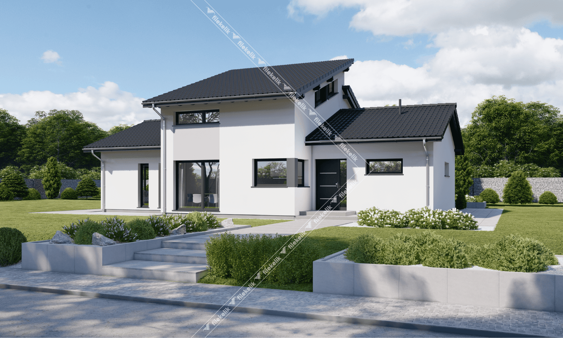 180 m² Çift Katlı Çelik Ev Şapkalı
